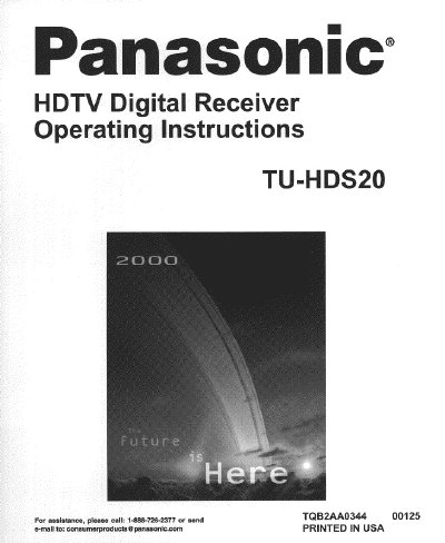 Panasonic TU-HDS20 HDTV Digital Receiver Operating Instructions - cover page