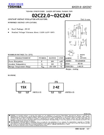TOSHIBA 02CZ2.0~02CZ47 Manual - cover page
