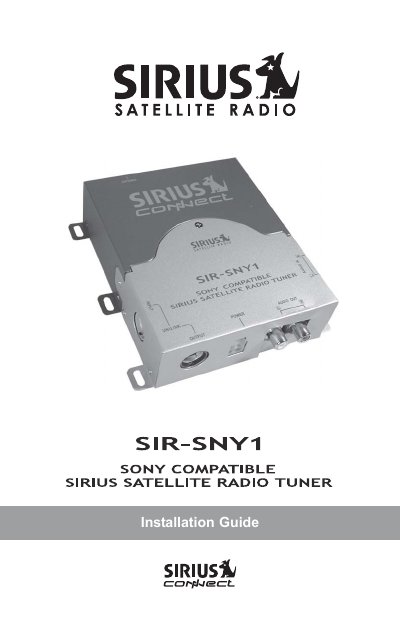 Sirius SIR-SNY1 Installation Guide - cover page