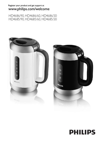 Philips HD4686/90, HD4686/60, HD4686/30, HD4685/90, HD4685/60, HD4685/30 Kettle User Manual - cover page