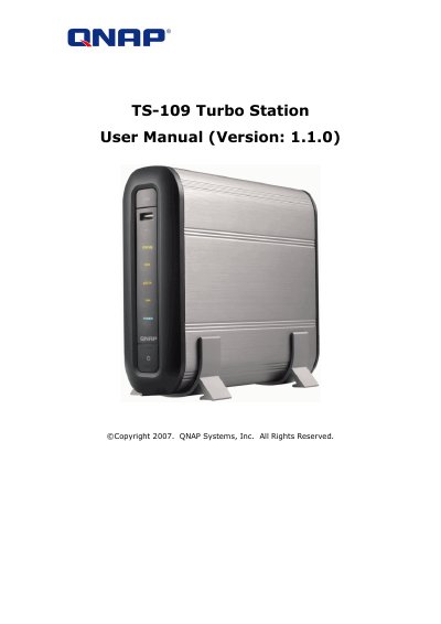 QNAP TS-109 Turbo Station User Manual - cover page