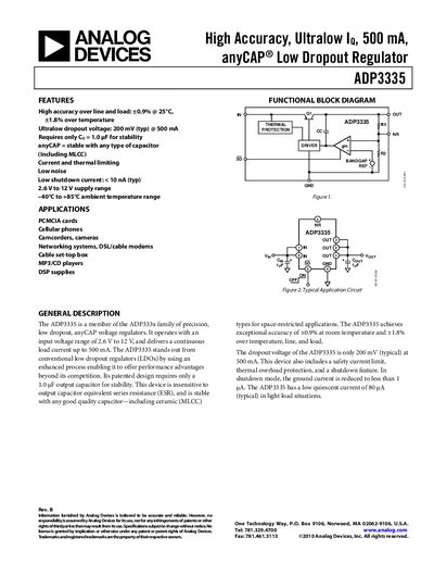 Analog Devices ADP3335 Datasheet Rev B - cover page