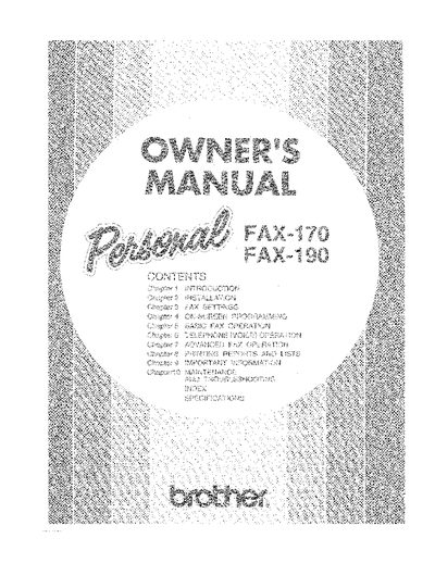 Brother FAX-170/FAX-190 Fax Machine User Manual - cover page