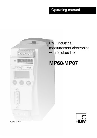 HBM MP60/MP07 Operating Manual - cover page