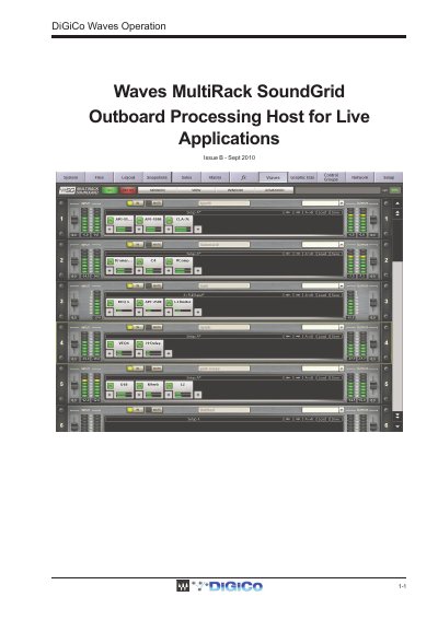 DiGiCo Waves 1-1 MultiRack SoundGrid Operation Manual - cover page