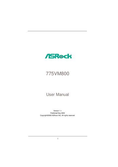 ASRock 775VM800 Motherboard User Manual