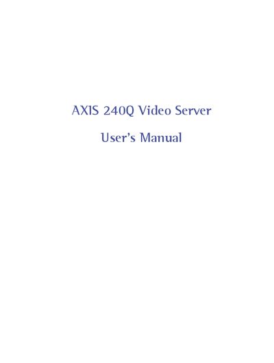 AXIS 240Q Video Server User Manual - cover page