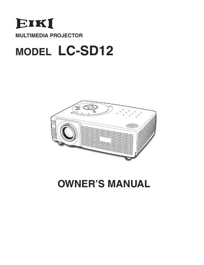 EIKI LC-SD12 Multimedia Projector Owner's Manual - cover page
