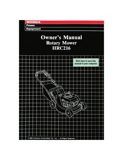 HONDA HRC215 Rotary Mower user manual