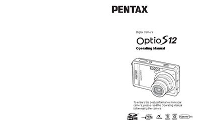 Pentax Optio S12 Digital Camera Operating Manual - cover page