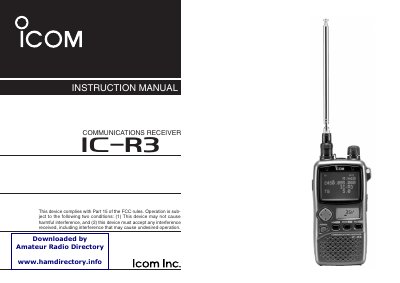 Icom IC-R3 Communications Receiver Instruction Manual - cover page