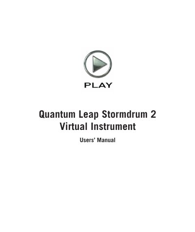 Quantum Leap Stormdrum 2 Virtual Instrument User Manual - cover page