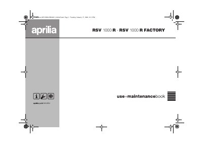 Aprilia RSV 1000 R Factory Maintenance and Operation Manual - cover page
