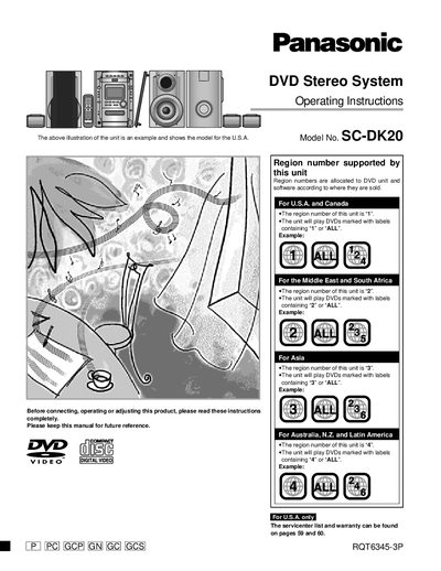 Panasonic SC-DK20 DVD Stereo System Operating Instructions - cover page