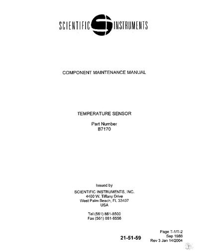 SCIENTIFIC INSTRUMENTS 21-51-59 B7170_Component service manual - cover page