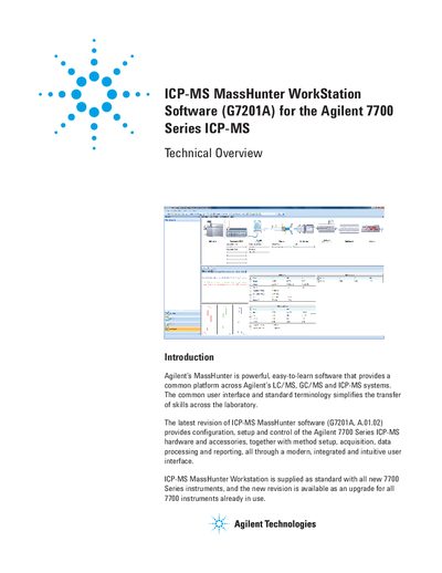 Agilent ICP-MS MassHunter WorkStation Software (G7201A) for the Agilent 7700 Series ICP-MS Manual