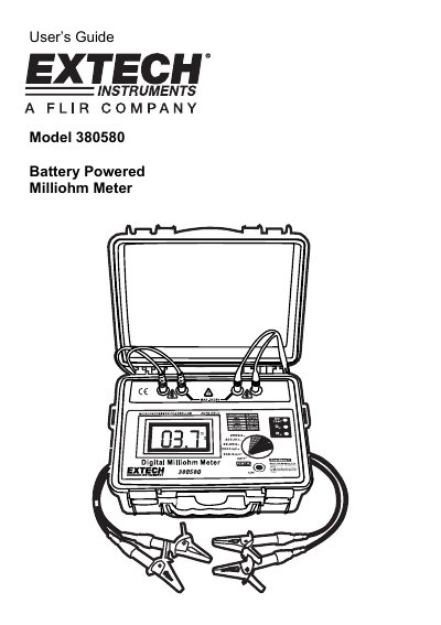 Extech 380580 Battery Powered Milliohm Meter User's Guide - cover page