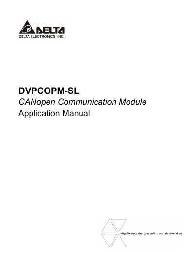 Delta DVPCOPM‑SL CANopen Communication Module Application Manual - cover page