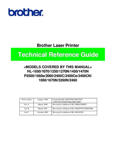 Brother Laser Printer Technical Reference Guide - cover page