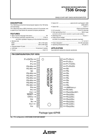 Mitsubishi 7536 Group Datasheet - cover page