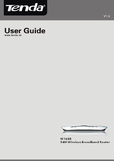 Tenda W168R Wireless Broadband Router User Guide - cover page