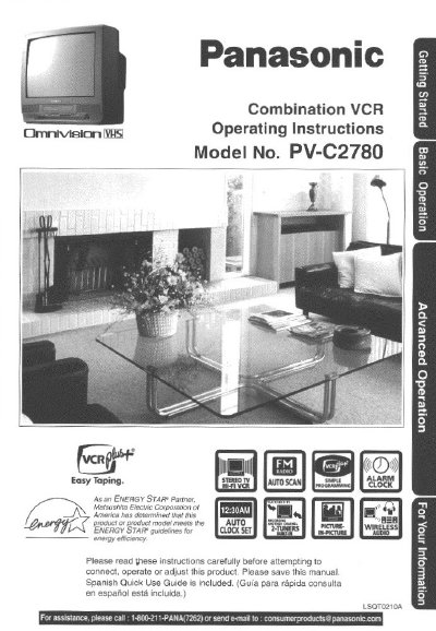 Panasonic PV-C2780 Combination VCR Operating Instructions - cover page