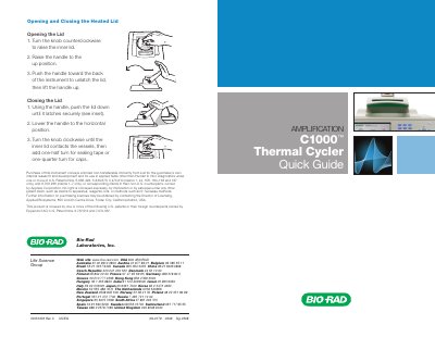 Bio-Rad C1000 Thermal Cycler Quick Start Guide - cover page