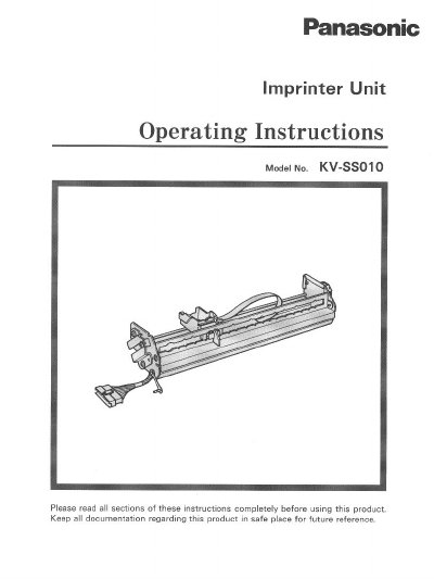 Panasonic KVSS010 Manual - cover page