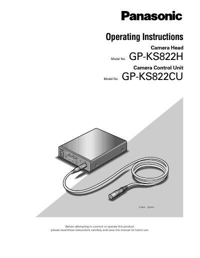 Panasonic GP-KS822H Camera Head and GP-KS822CU Control Unit Operating Instructions - cover page