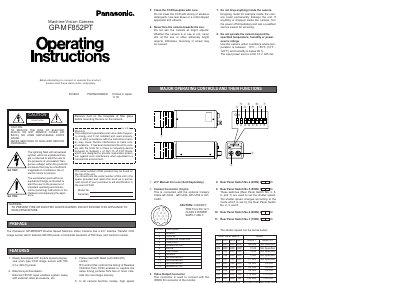 Panasonic GP-MF852PT Machine Vision Camera User Manual - cover page