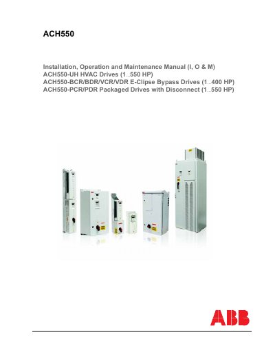 ABB ACH550 Installation, Operation and Maintenance Manual - cover page
