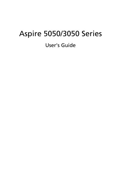 Acer Aspire 5050/3050 Series Notebook User Manual - cover page