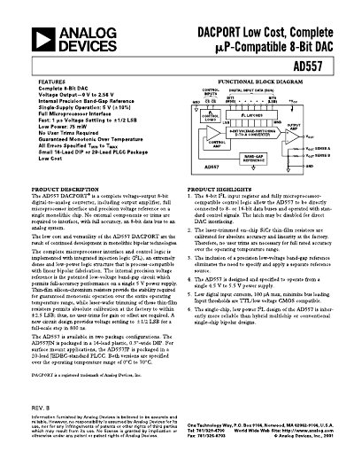Analog Devices AD557 Datasheet Rev B - cover page