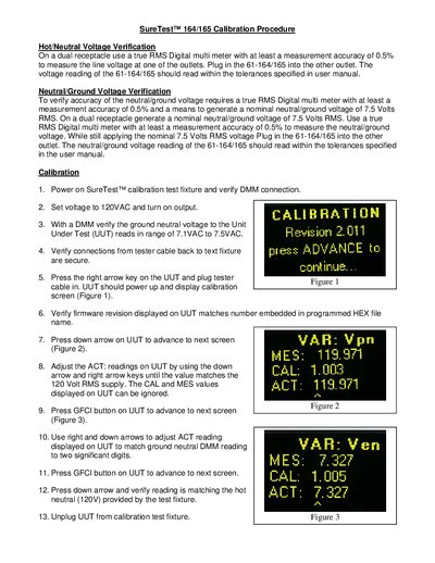 SureTest 164/165 Calibration Procedure Manual - cover page