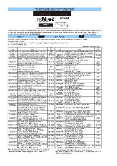 Kyosho MR-02 Mini-Z Racer Parts List
