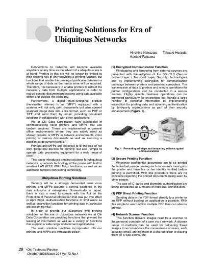 Oki Technical Review Printing Solutions for Era of Ubiquitous Networks - cover page