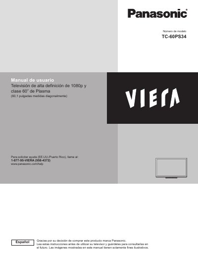 Panasonic TC60PS34-SPA Television Manual - cover page