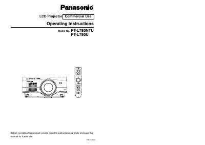 Panasonic PT-L780NTU/PT-L780U LCD Projector Operating Instructions - cover page