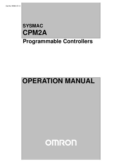 Omron CPM2A Programmable Controller Operation Manual