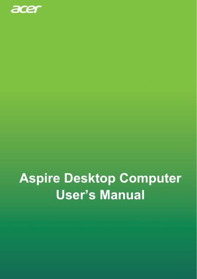 Acer Aspire Desktop Computer User Manual - cover page