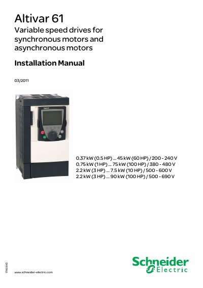 Schneider Electric Altivar 61 Installation Manual - cover page