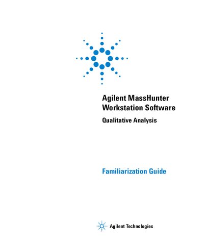 Agilent MassHunter Workstation Software Manual - cover page