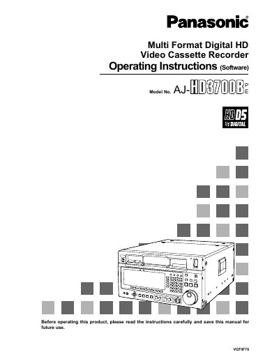 Panasonic AJ-HD3700BPE Manual - cover page