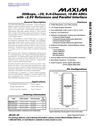 Maxim MAX1061/MAX1063 10-Bit ADC Datasheet - cover page