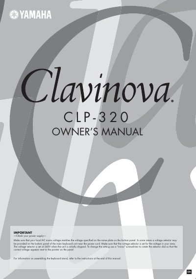 Yamaha CLP-320 Digital Piano Owner's Manual
