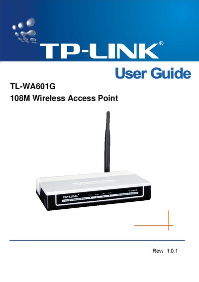 TP-Link TL-WA601G 108Mbps Wireless Access Point User Guide - cover page