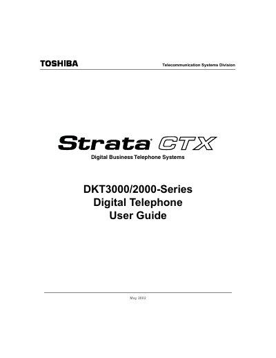 Toshiba DKT3000/2000 Series Digital Telephone User Guide - cover page