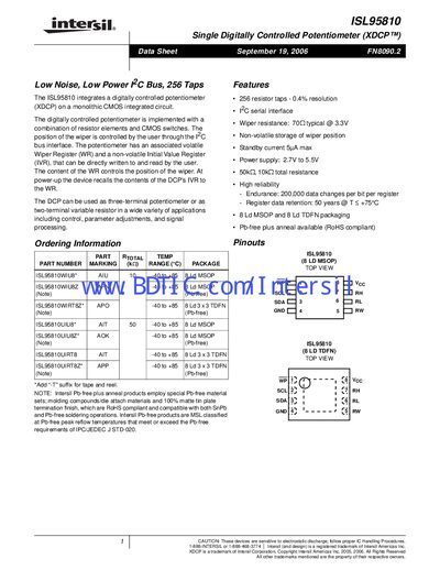 Intersil ISL95810 Datasheet - cover page