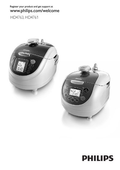Philips HD4763 HD4761 Rice Cooker User Manual - cover page