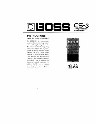 BOSS CS-3 Compression Sustainer Instructions